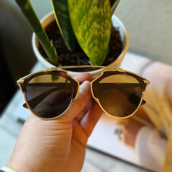 DIOR SO REAL Women’s Split Lens Mirrored Sunglasses 48mm Aviator luxury tortoise - Picture 14 of 16